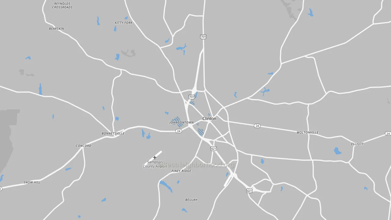 Transit Grade map of Clinton, NC