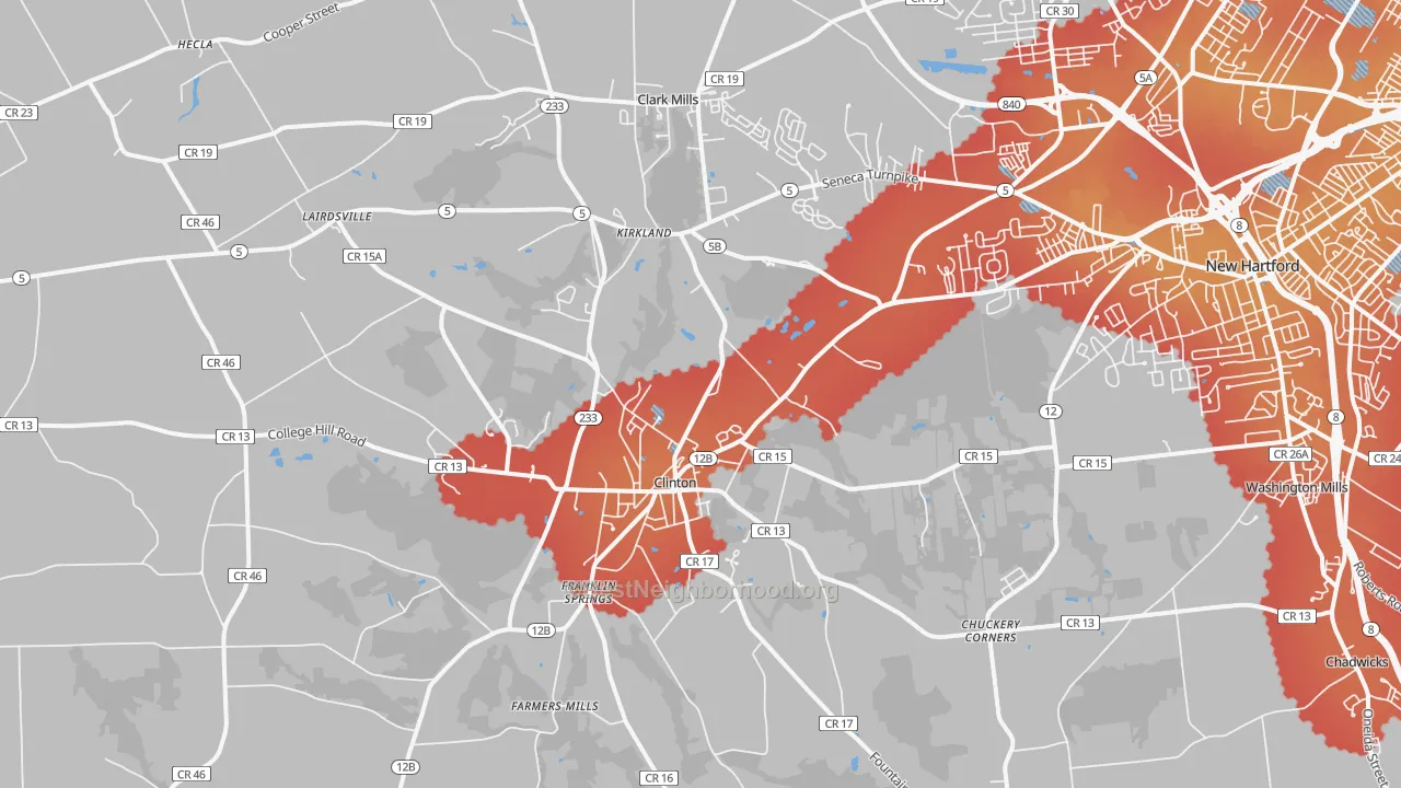 Transit Grade map of Clinton, NY