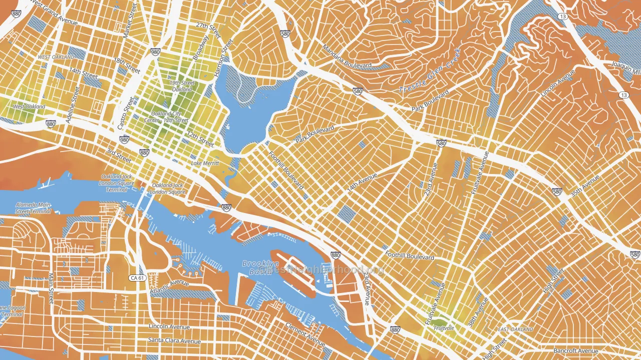 Transit Grade map of Clinton, Oakland, CA