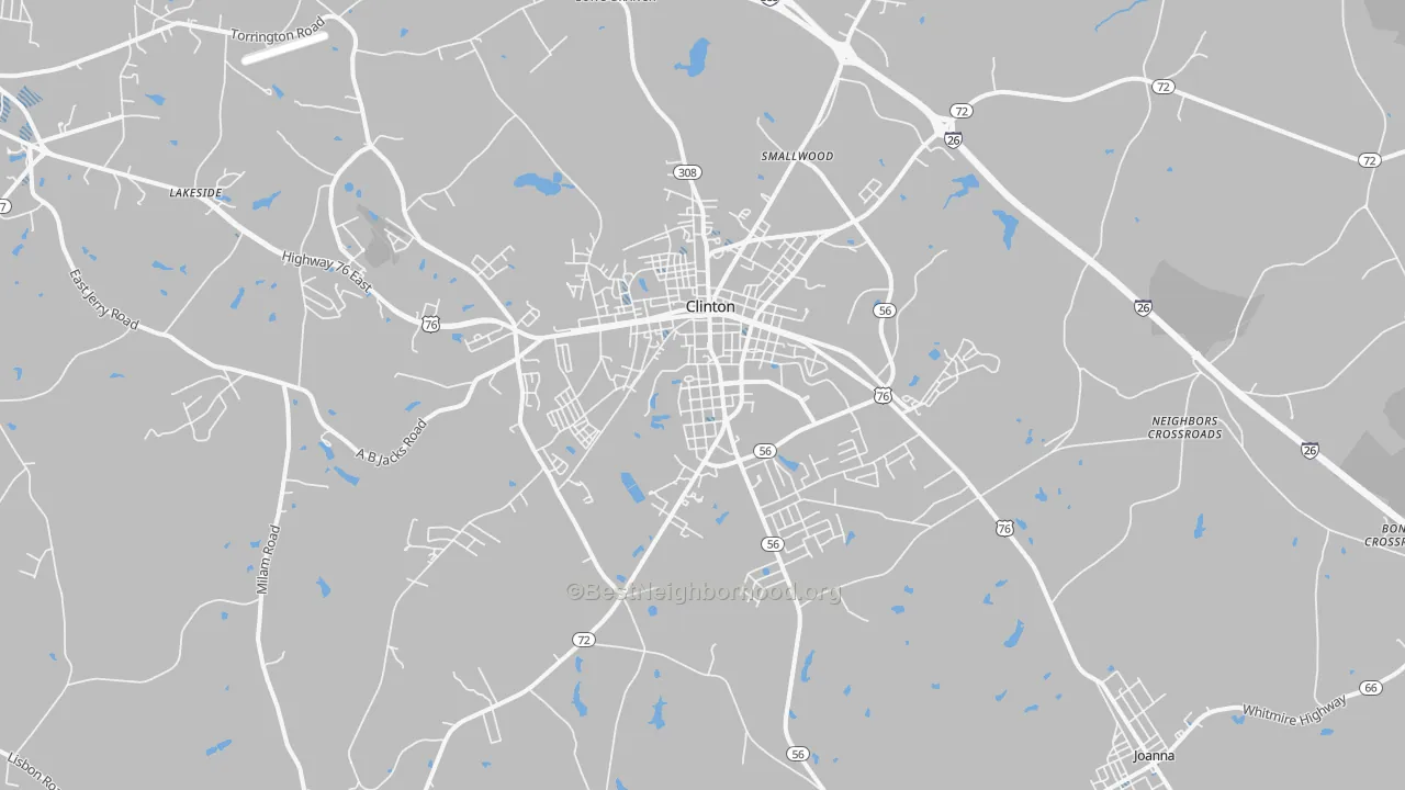 Transit Grade map of Clinton, SC