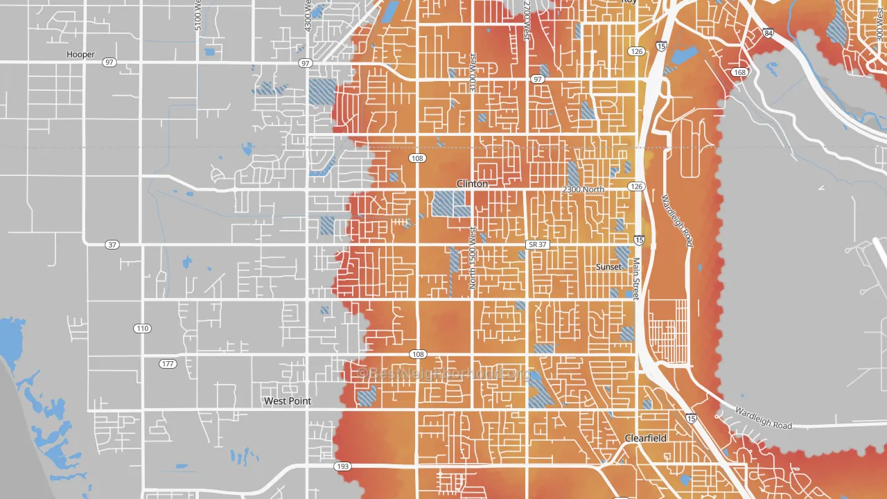Transit Grade map of Clinton, UT