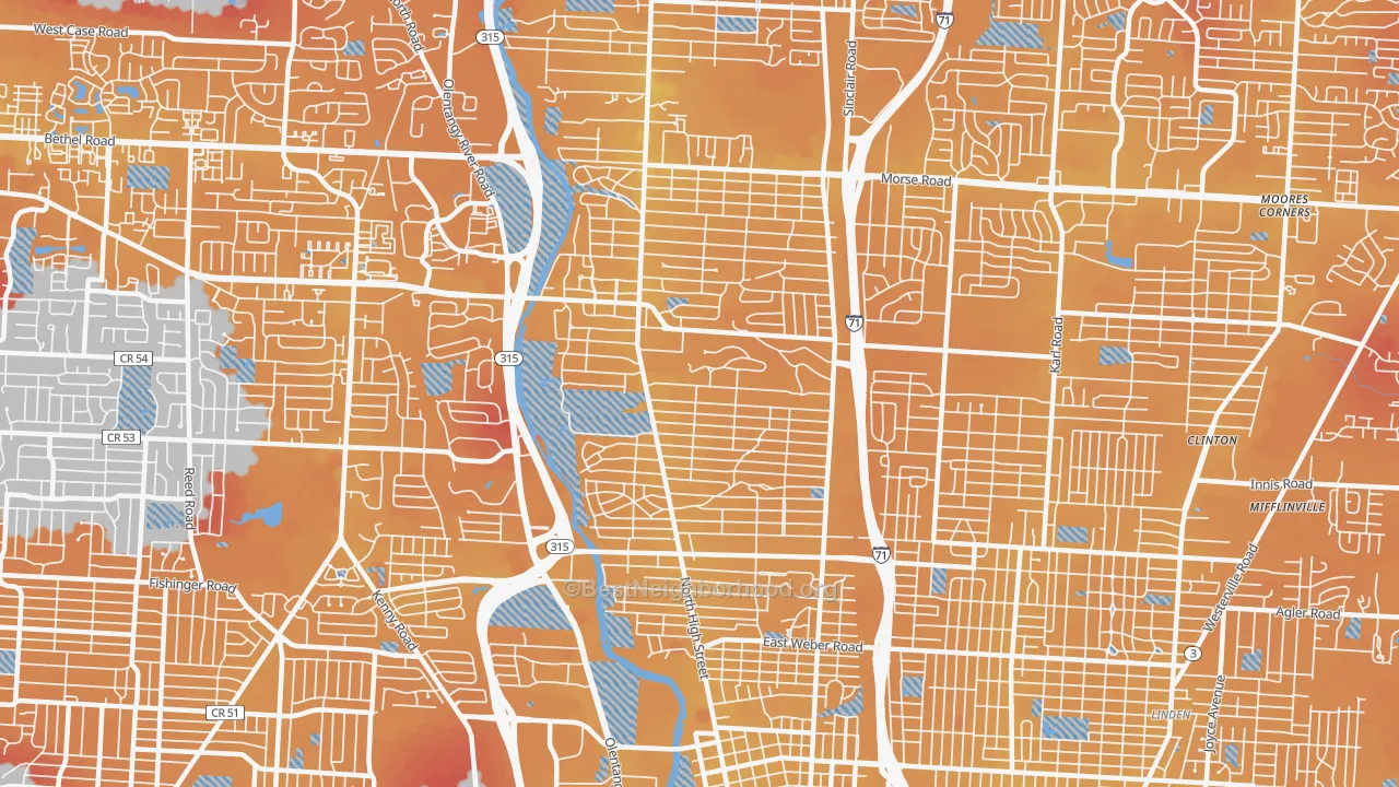 Transit Grade map of Clintonville, Columbus, OH