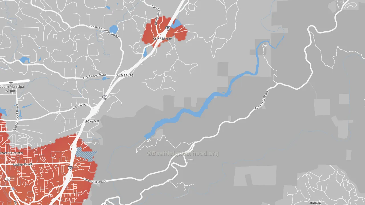 Transit Grade map of Clipper Gap, CA