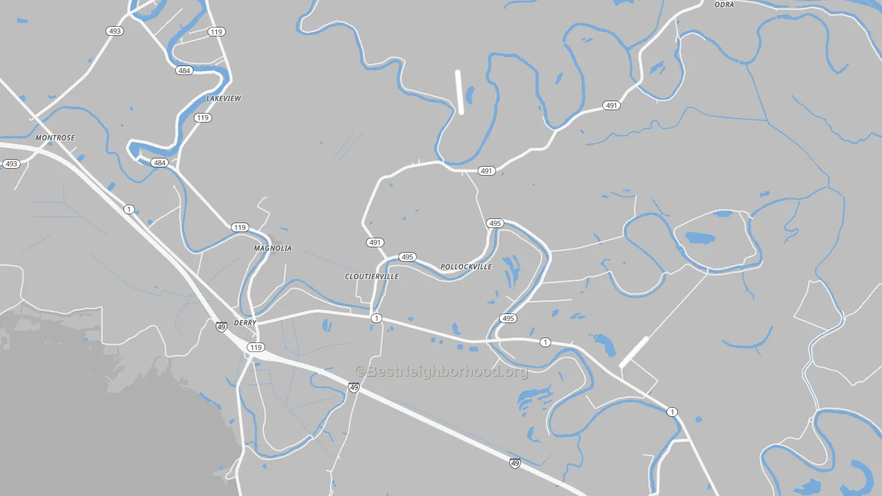 Transit Grade map of Cloutierville, LA