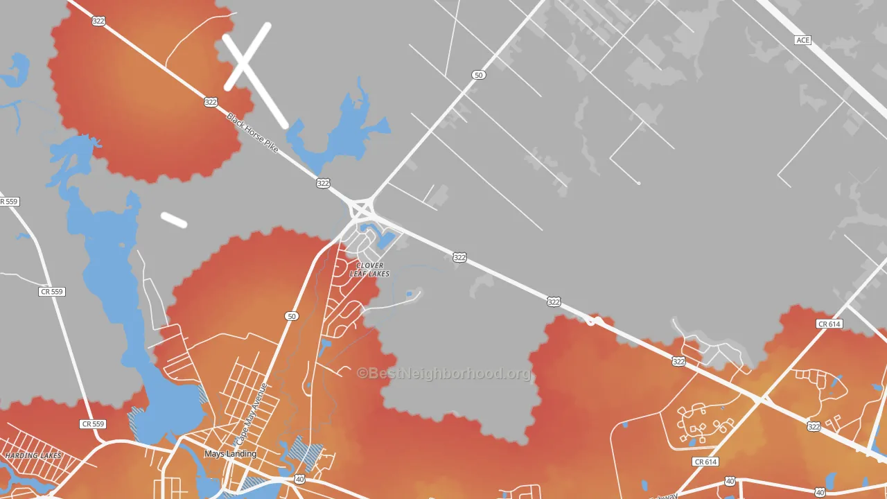 Transit Grade map of Clover Leaf Lakes, NJ