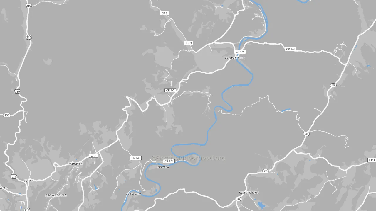 Transit Grade map of Clover Lick, WV