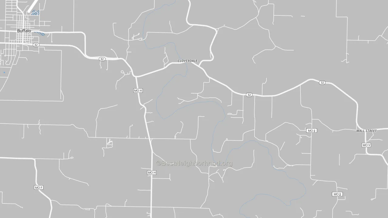 Transit Grade map of Cloverdale, MO