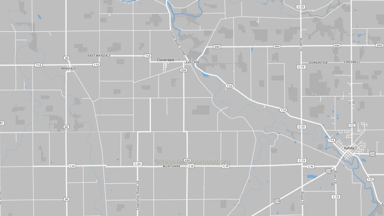 Transit Grade map of Cloverdale, OH