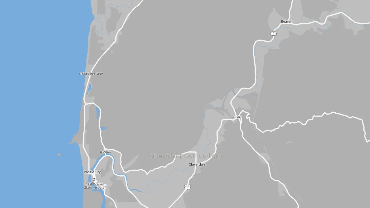 Transit Grade map of Cloverdale, OR
