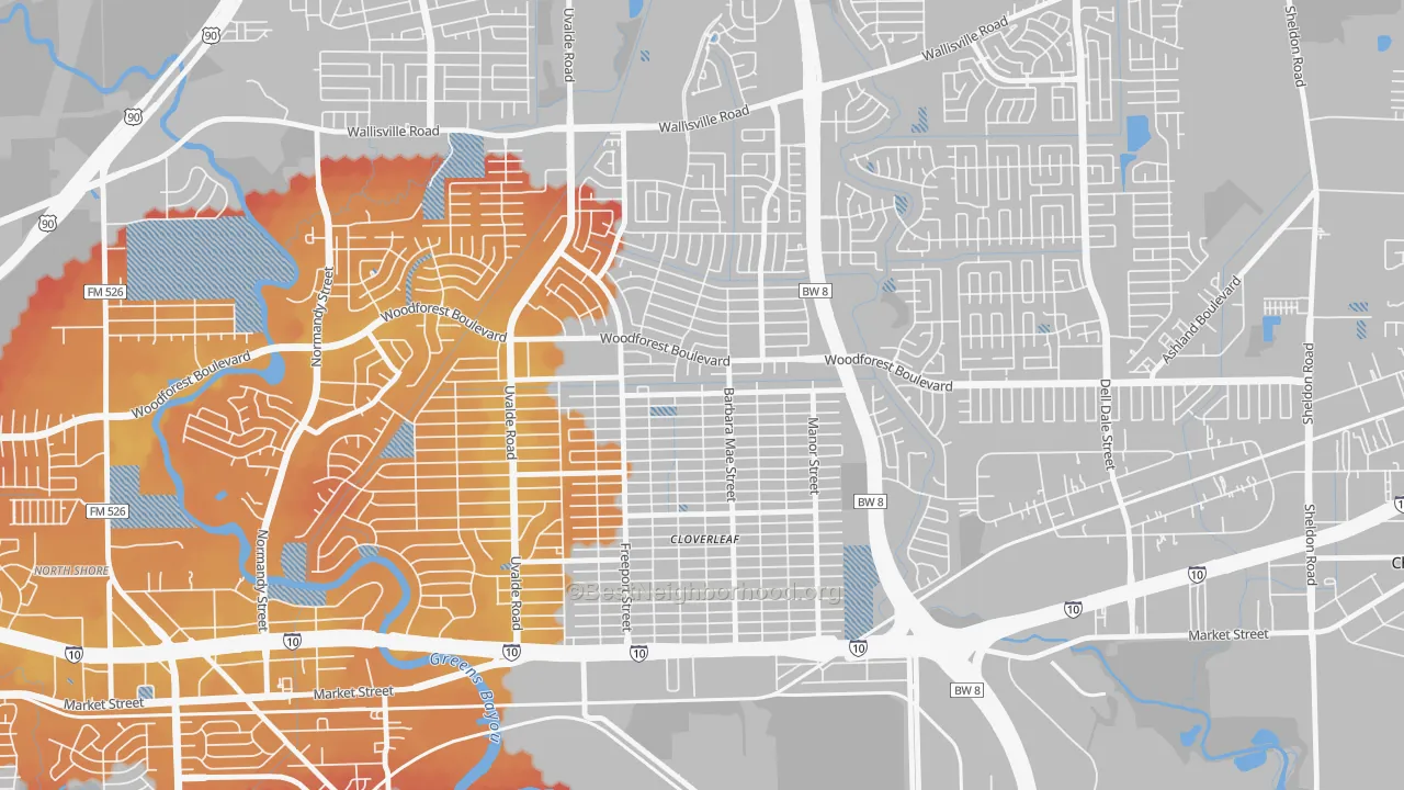 Transit Grade map of Cloverleaf, TX