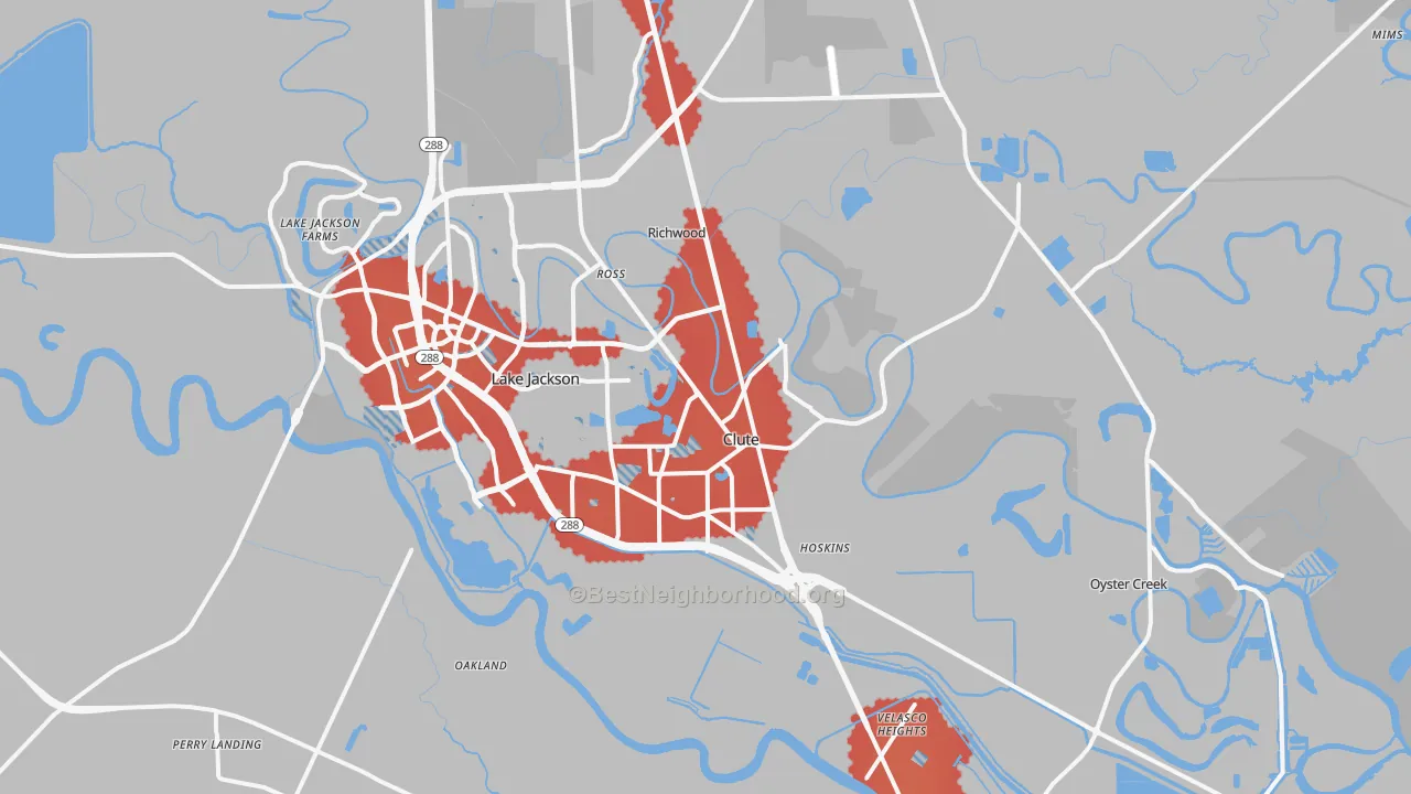 Transit Grade map of Clute, TX