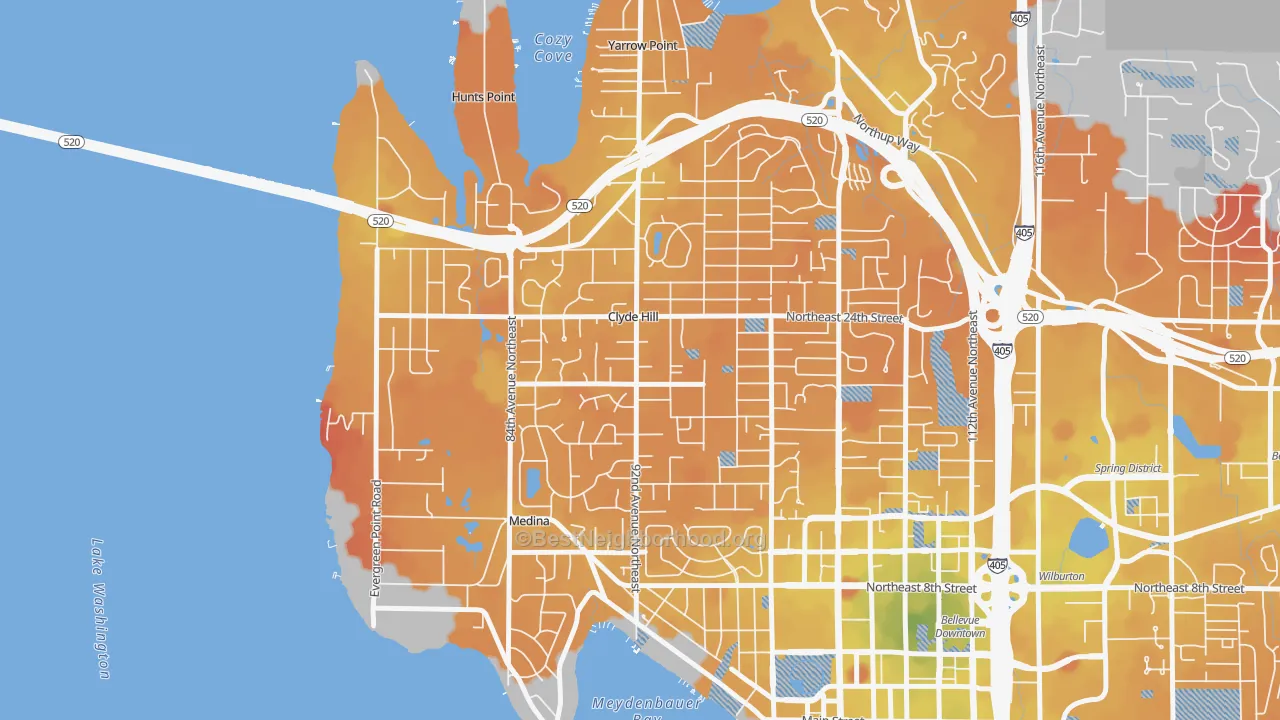 Transit Grade map of Clyde Hill, WA