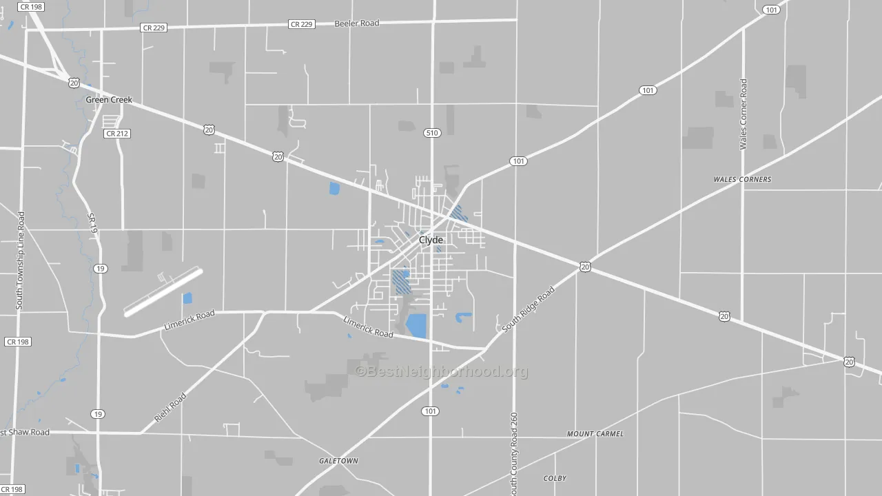 Transit Grade map of Clyde, OH