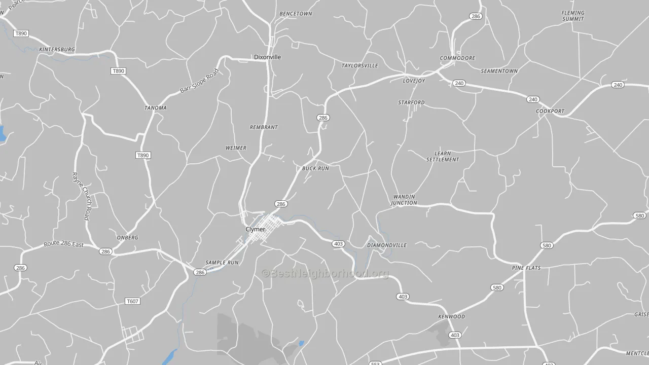 Transit Grade map of Clymer, PA