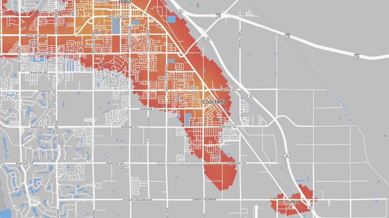 Transit Grade map of Coachella, CA