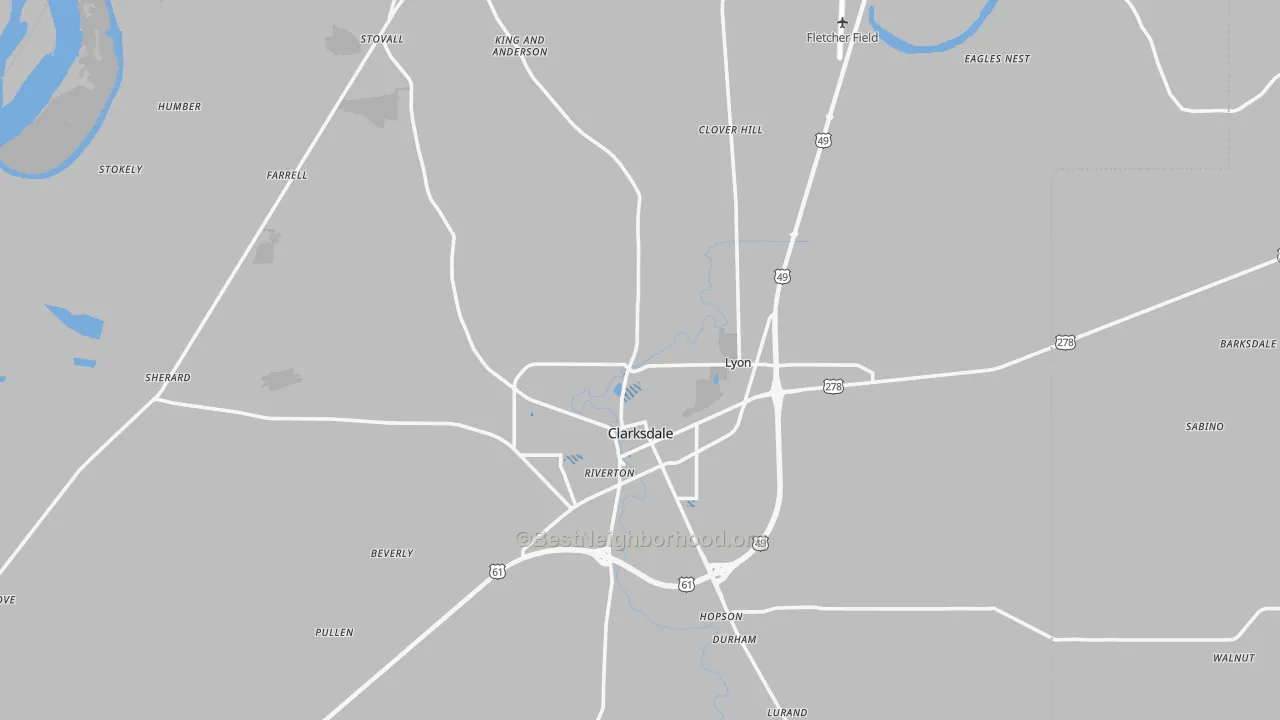 Transit Grade map of Coahoma County, MS