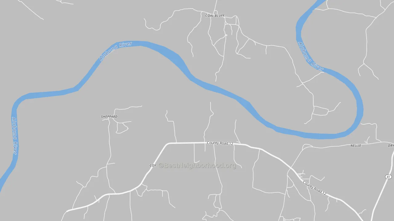 Transit Grade map of Coal Bluff, AL