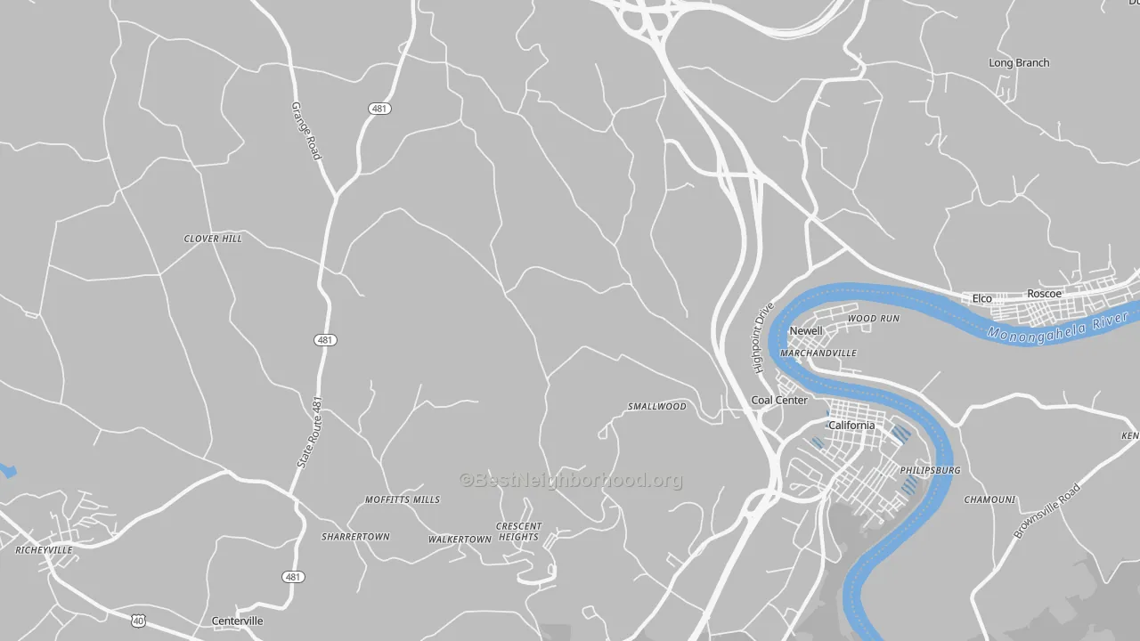 Transit Grade map of Coal Center, PA