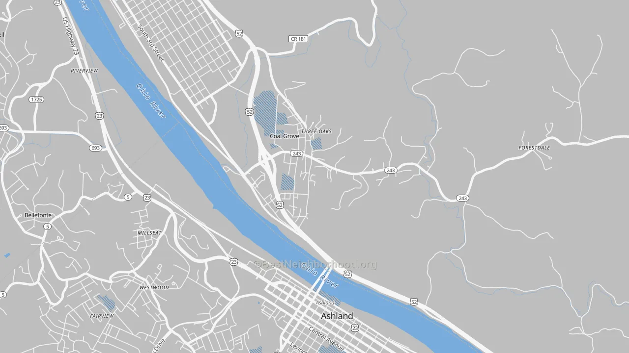 Transit Grade map of Coal Grove, OH