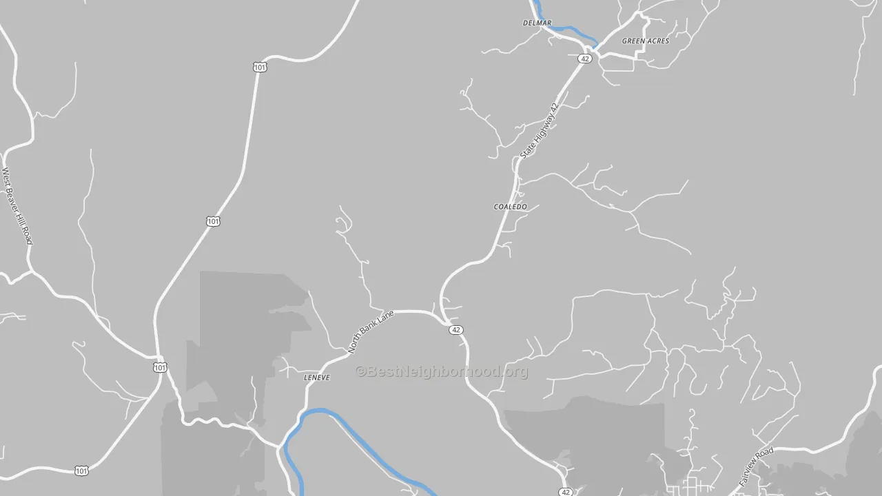 Transit Grade map of Coaledo, OR