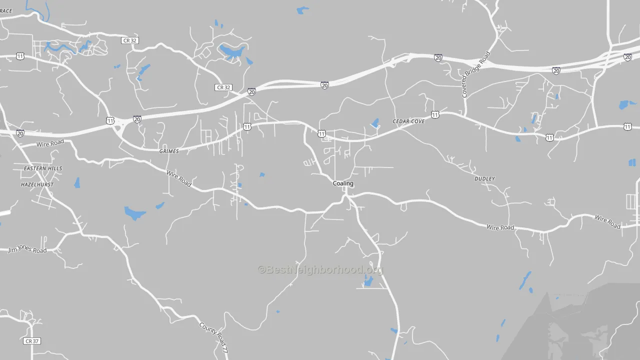 Transit Grade map of Coaling, AL