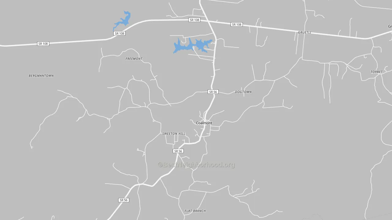 Transit Grade map of Coalmont, TN