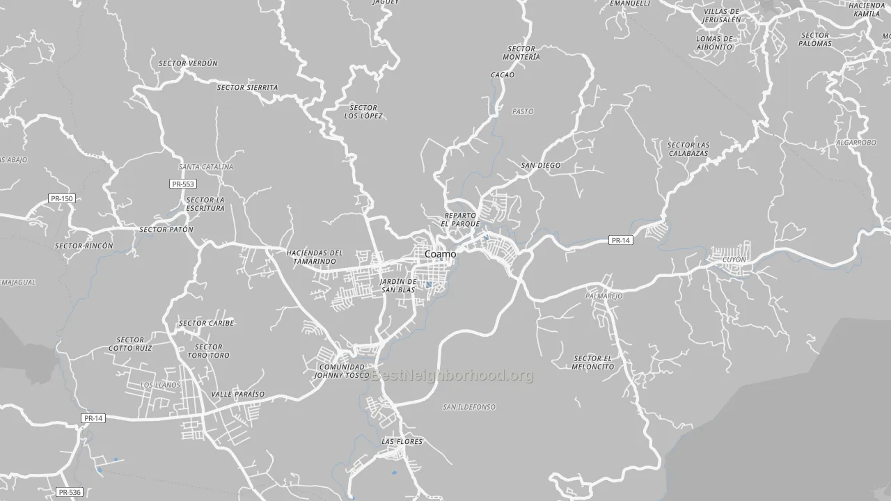 Transit Grade map of Coamo, PR