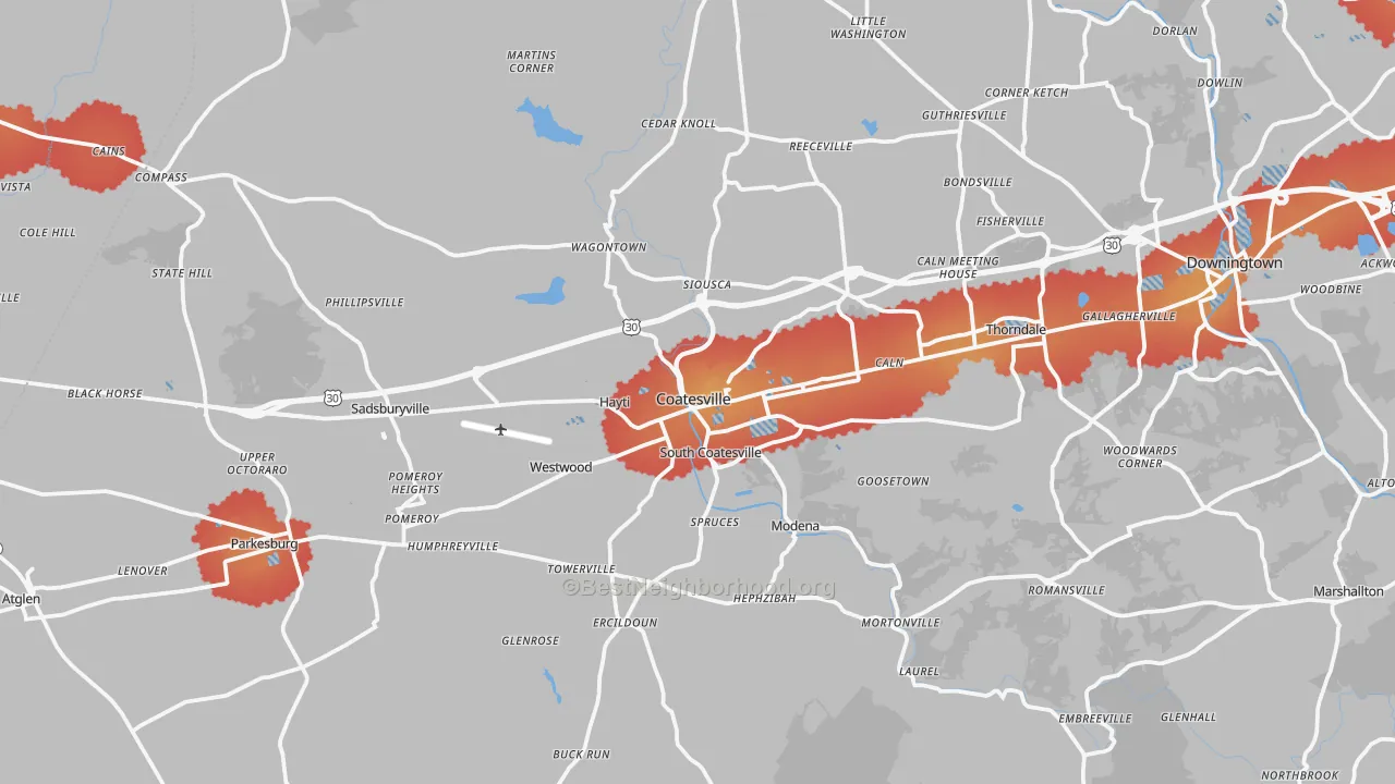 Transit Grade map of Coatesville, PA