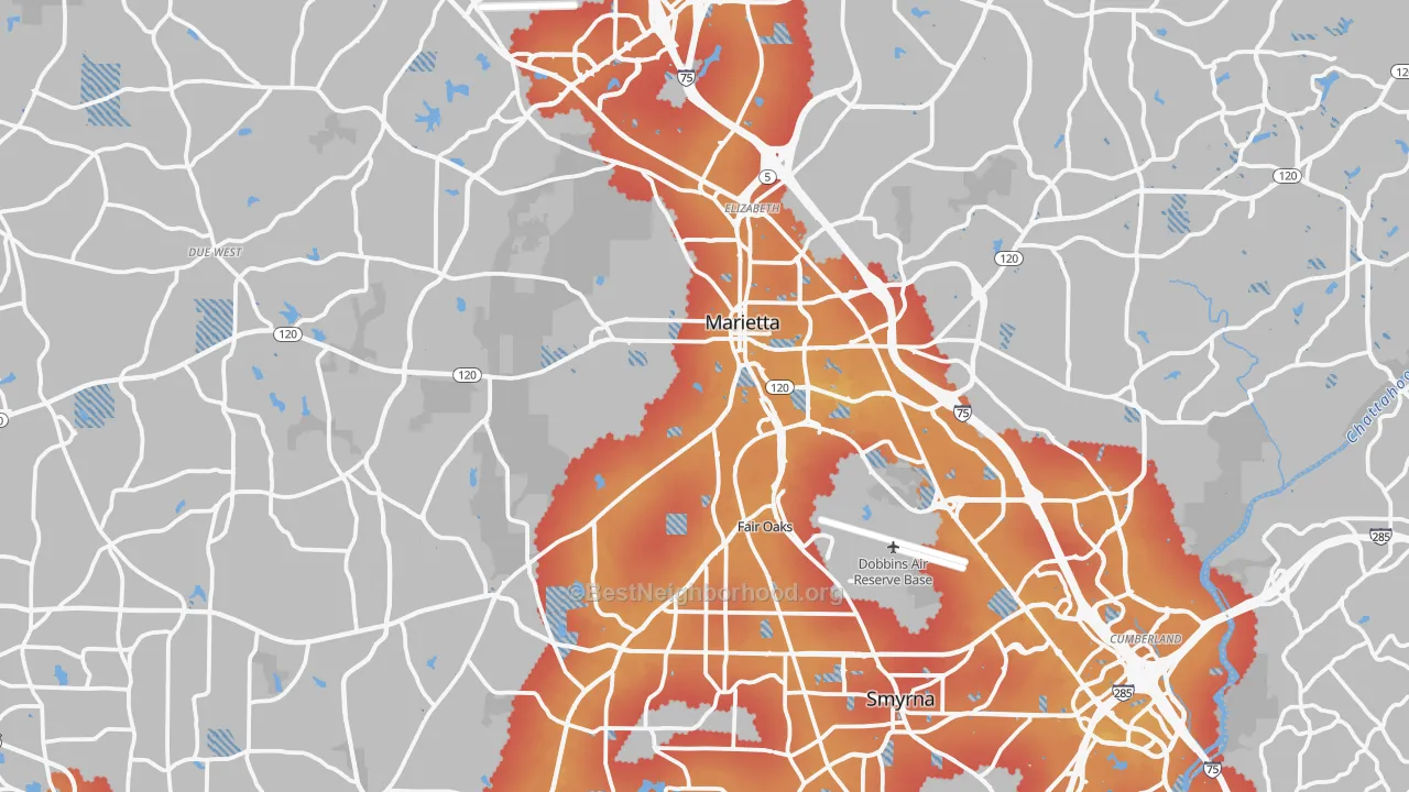 Transit Grade map of Cobb County, GA