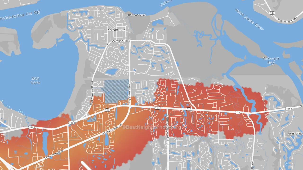 Transit Grade map of Cobblestone, Jacksonville, FL