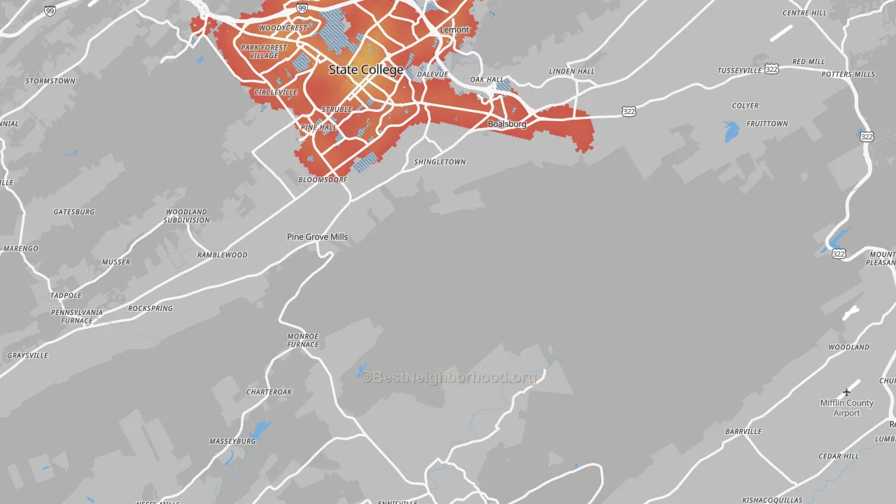 Transit Grade map of Coburn, PA