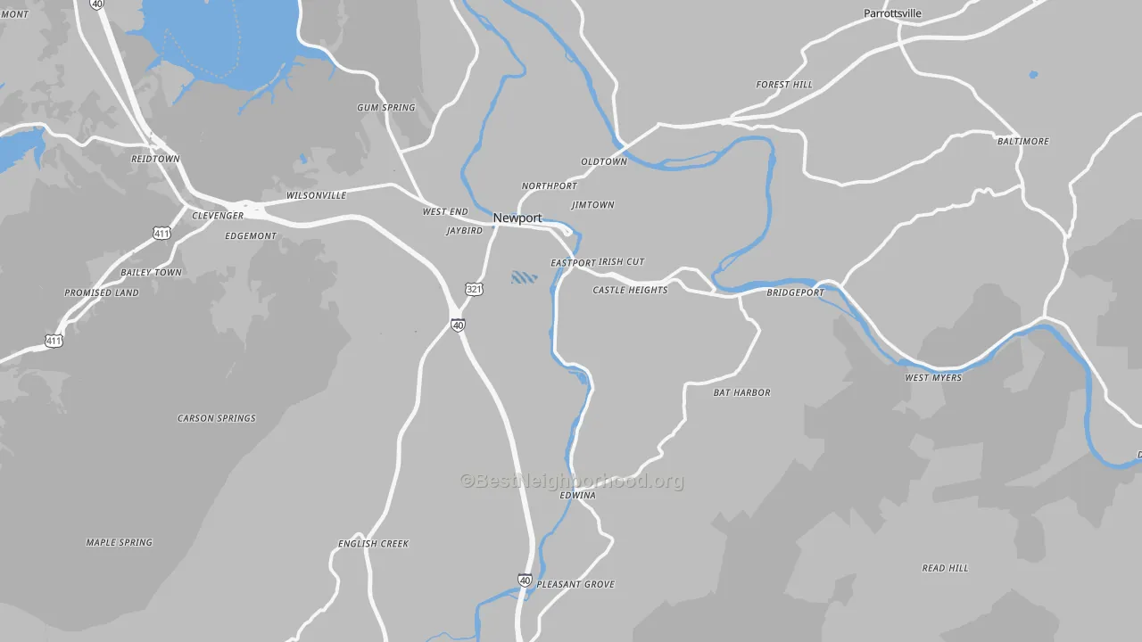 Transit Grade map of Cocke County, TN