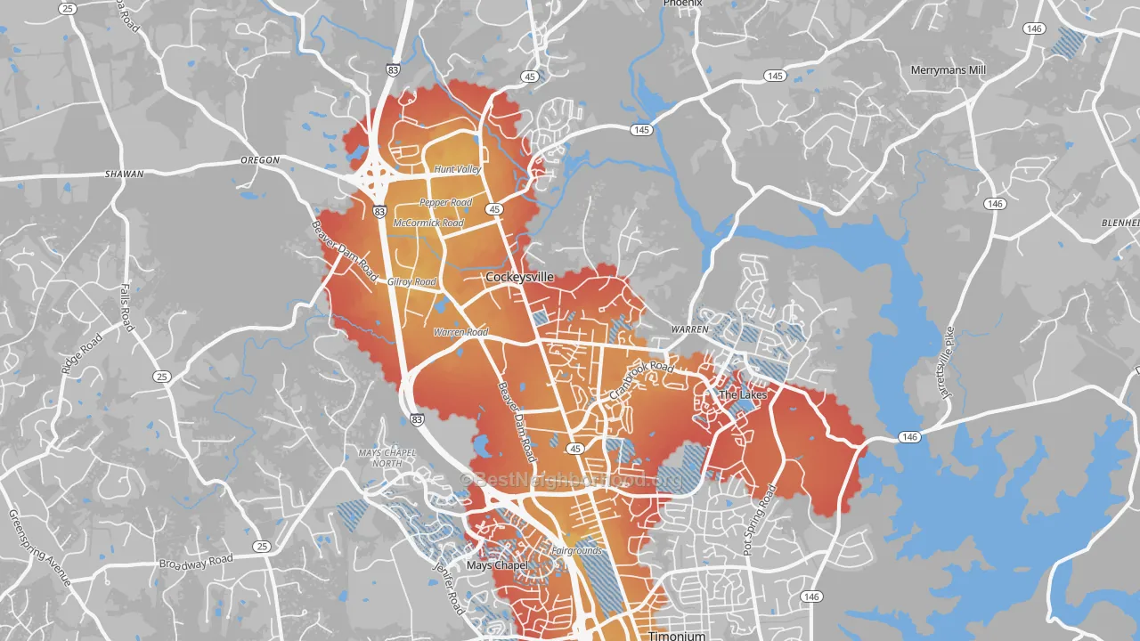 Transit Grade map of Cockeysville, MD
