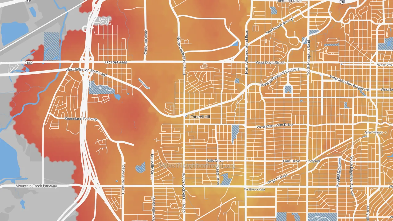 Transit Grade map of Cockrell Hill, TX