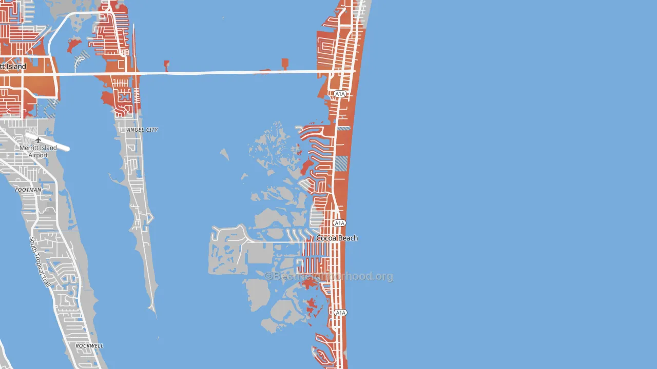 Transit Grade map of Cocoa Beach, FL