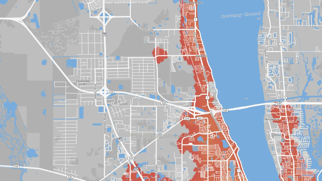 Transit Grade map of Cocoa, FL
