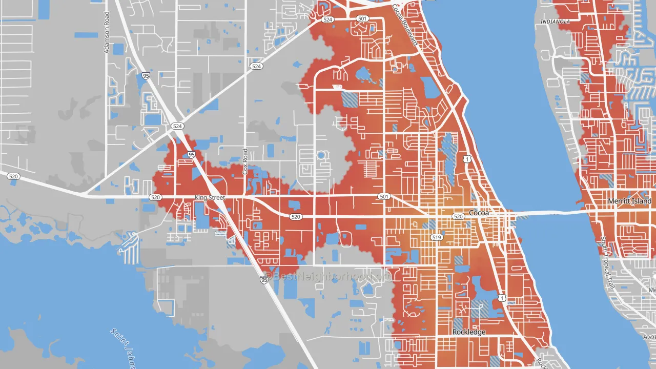 Transit Grade map of Cocoa West, FL