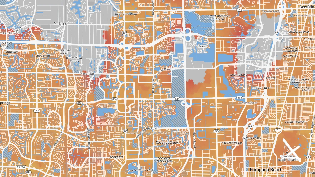 Transit Grade map of Coconut Creek, FL