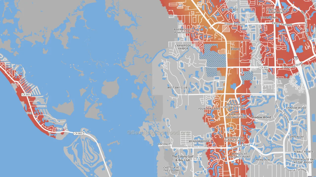 Transit Grade map of Coconut, FL