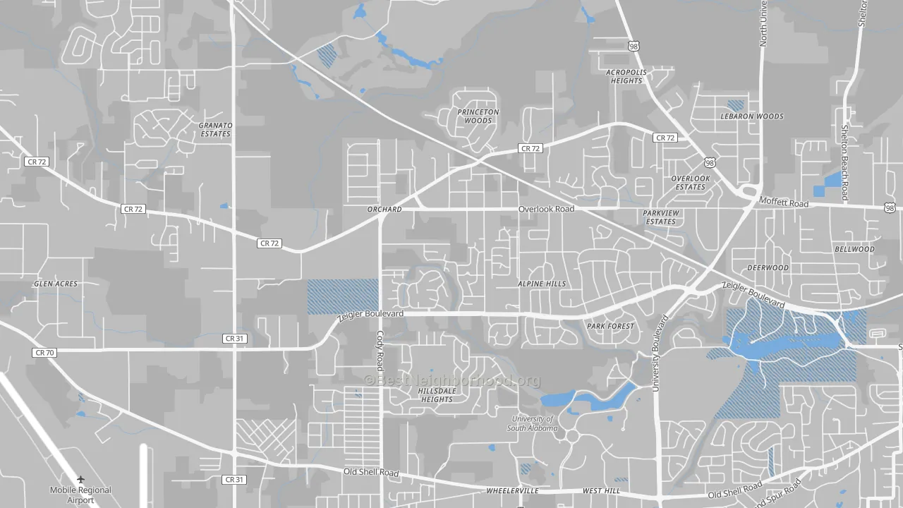 Transit Grade map of Cody, Mobile, AL