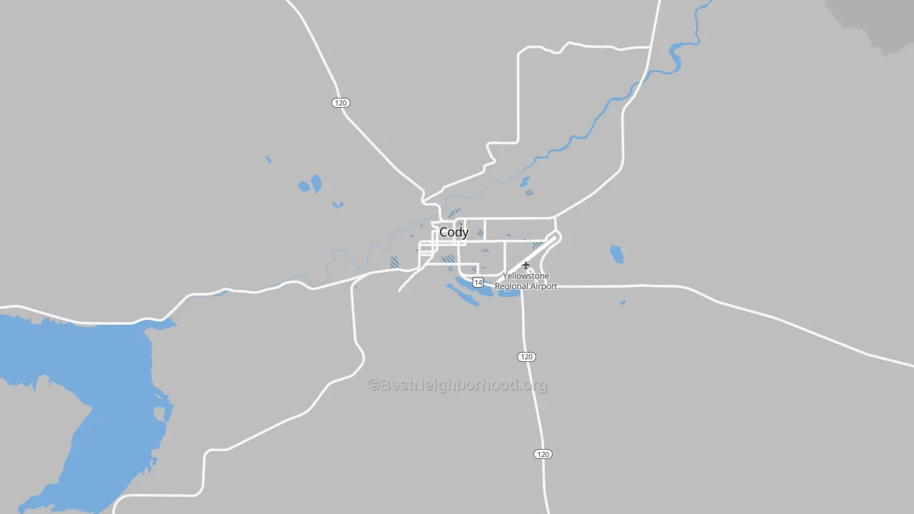 Transit Grade map of Cody, WY
