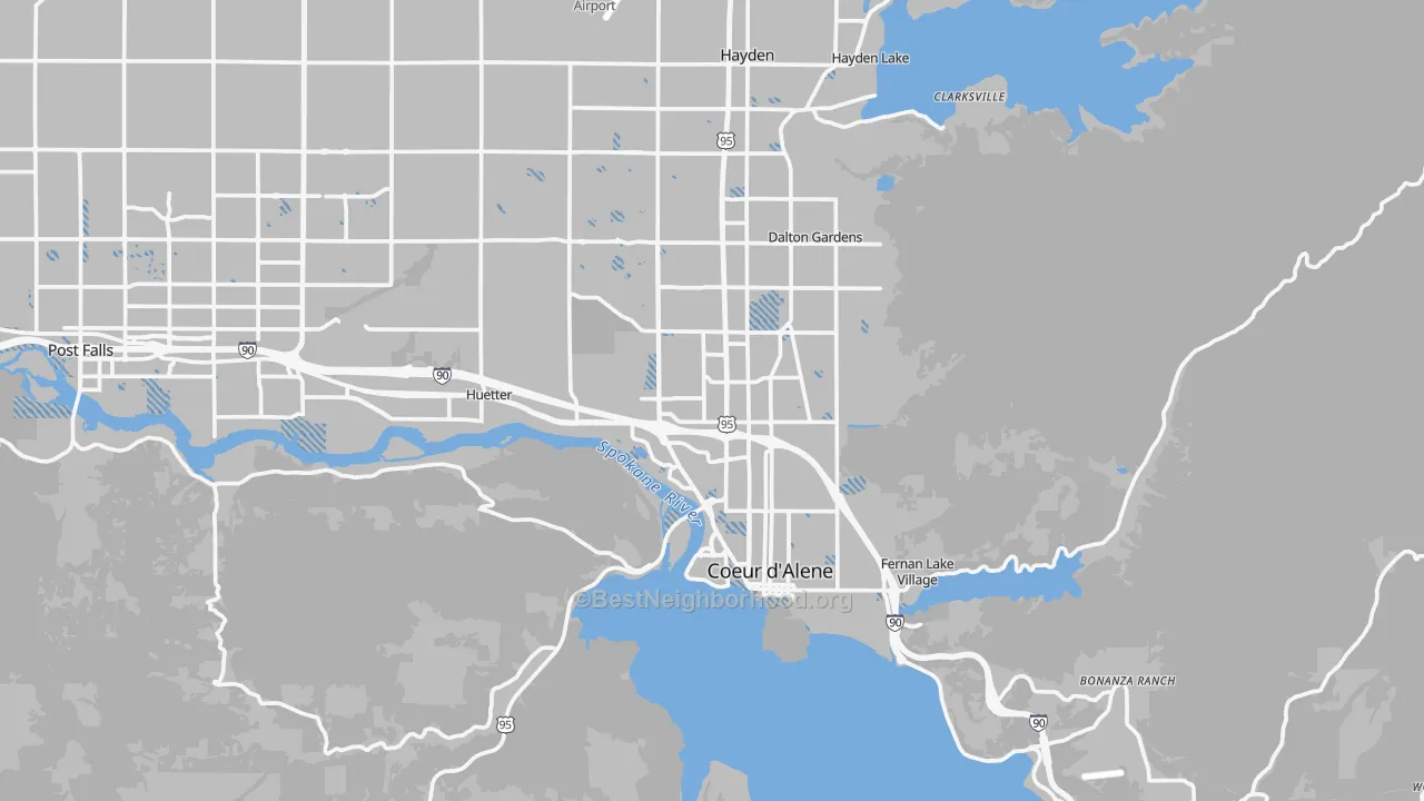 Transit Grade map of Coeur d'Alene, ID
