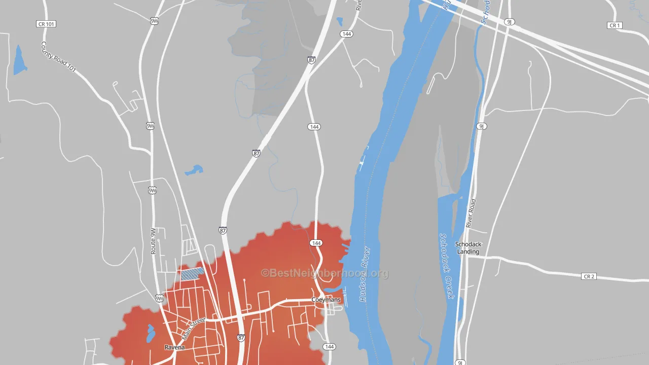 Transit Grade map of Coeymans, NY