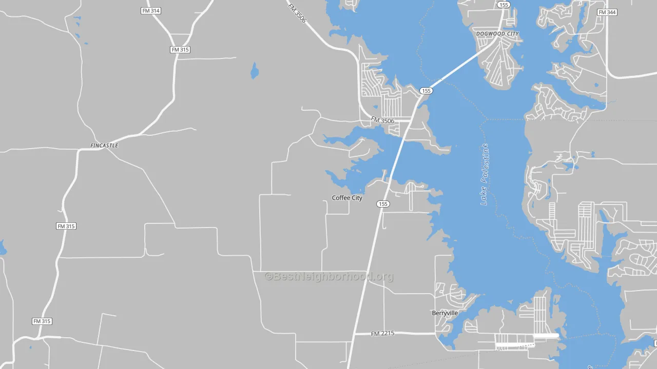 Transit Grade map of Coffee City, TX