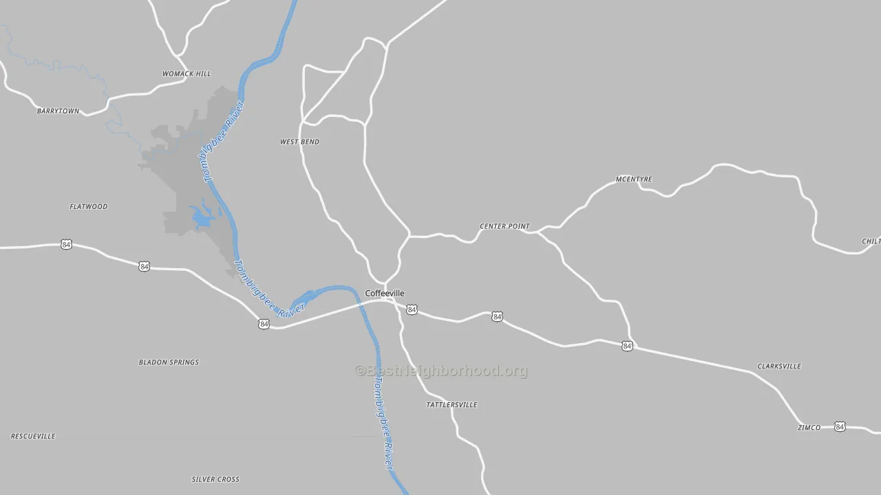 Transit Grade map of Coffeeville, AL