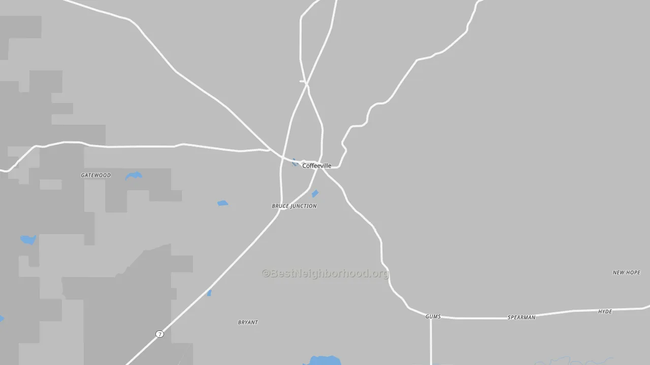 Transit Grade map of Coffeeville, MS