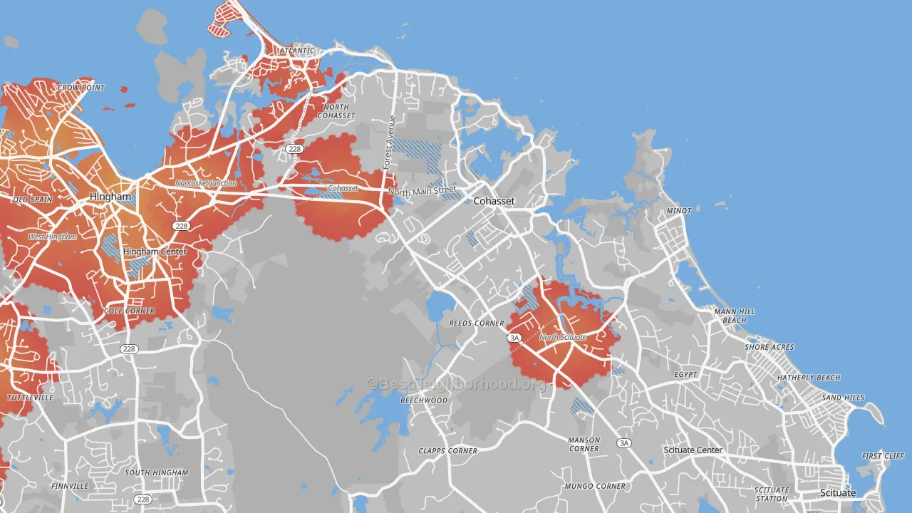 Transit Grade map of Cohasset, MA