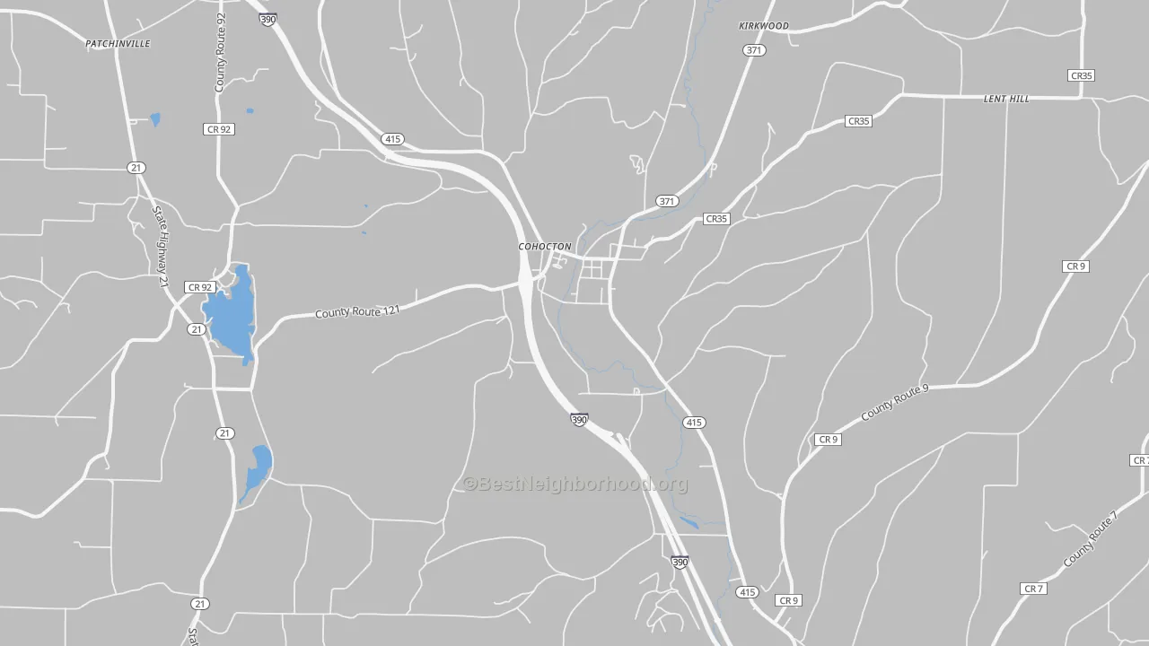 Transit Grade map of Cohocton, NY