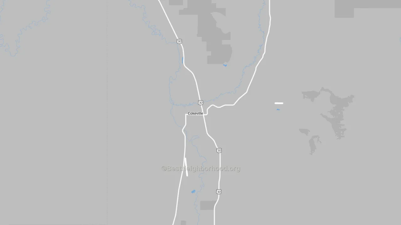 Transit Grade map of Cokeville, WY