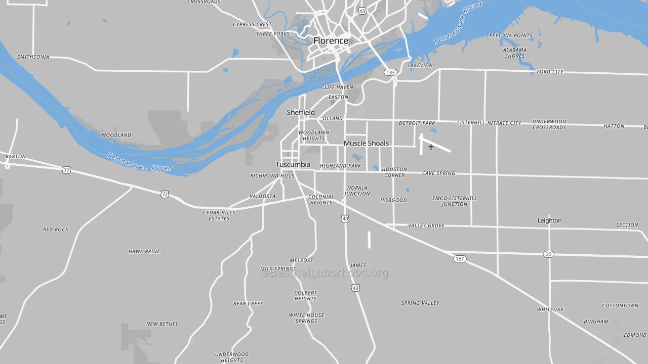 Transit Grade map of Colbert County, AL